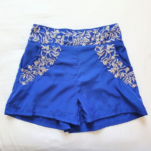 Takara Blue Floral Embroidered Shorts Size S - Picture 1 of 4